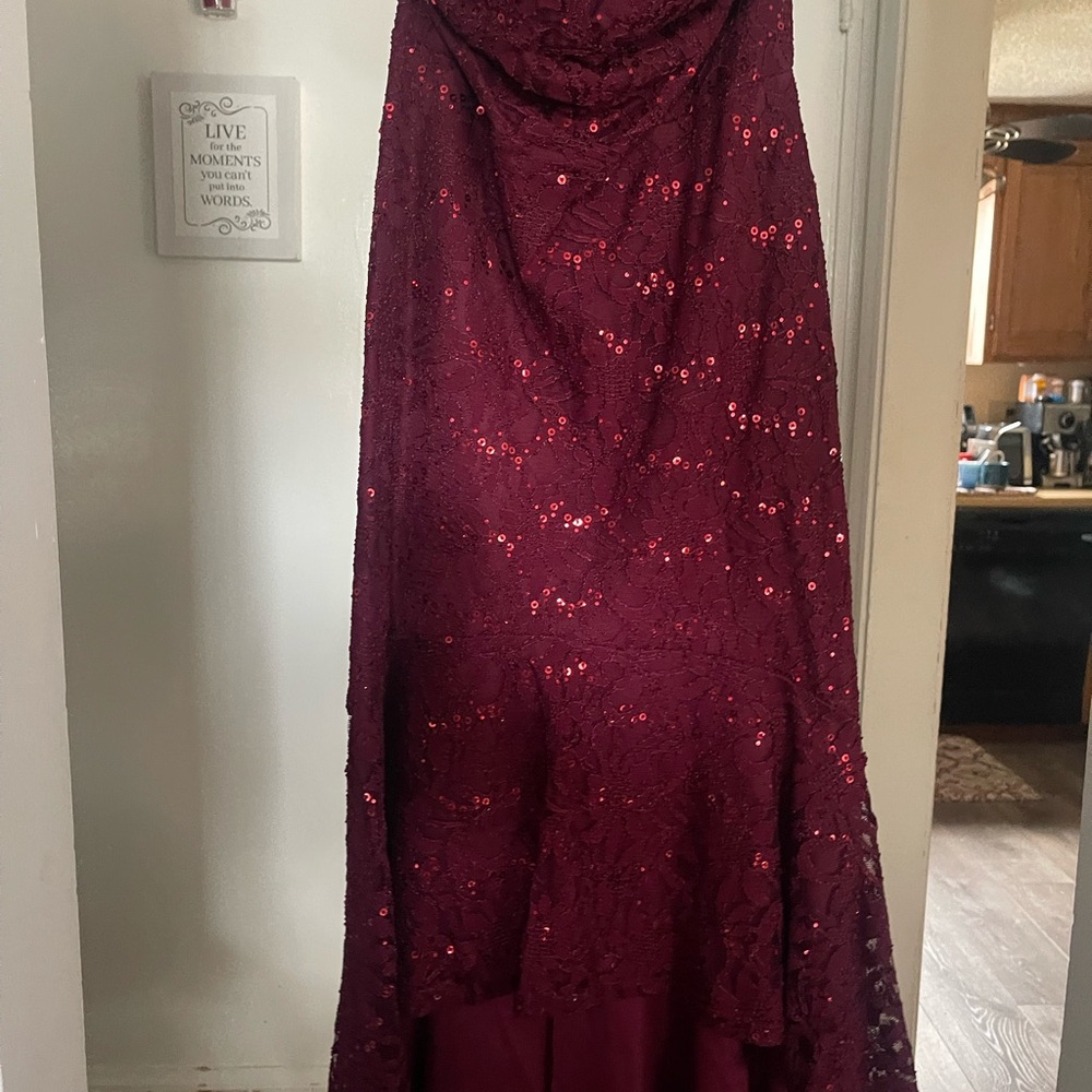 Elegant Burgundy Sequin Gown